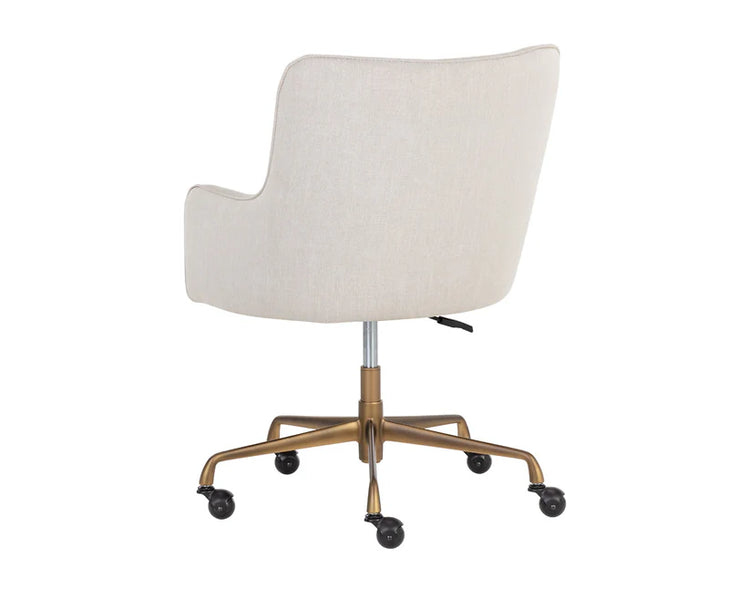 Sunpan Franklin Office Chair - Rustic Bronze - Beige Linen