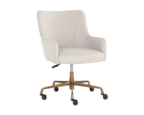 Sunpan Franklin Office Chair - Rustic Bronze - Beige Linen