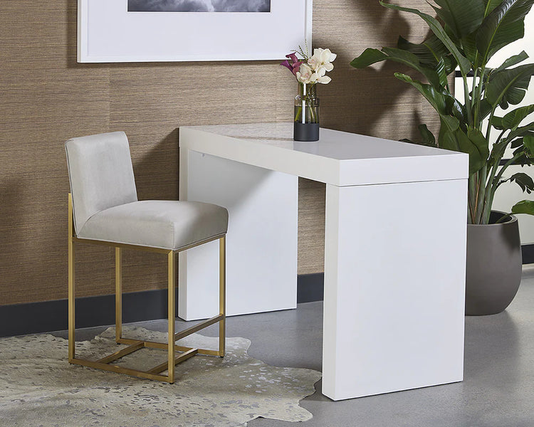 Sunpan Joyce Counter Stool - Brushed Gold - Casablanca Stratus