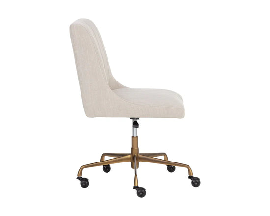 Sunpan Halden Office Chair - Rustic Bronze - Beige Linen