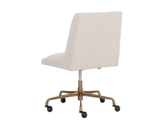 Sunpan Halden Office Chair - Rustic Bronze - Beige Linen