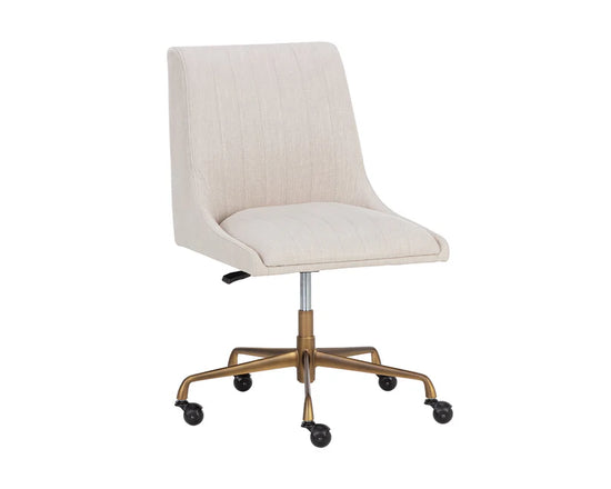 Sunpan Halden Office Chair - Rustic Bronze - Beige Linen