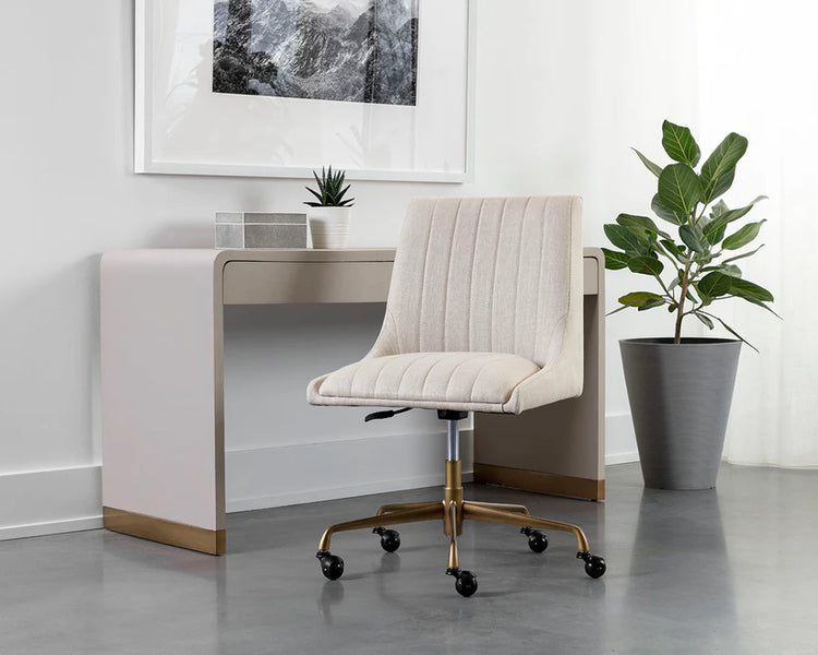 Sunpan Halden Office Chair - Rustic Bronze - Beige Linen