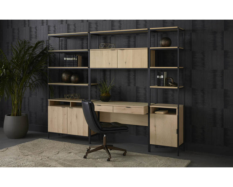 Sunpan Ambrose Wall Desk - Matte Black / Rustic Oak