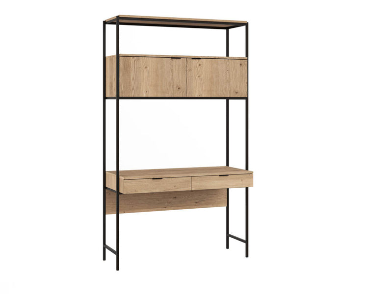 Sunpan Ambrose Wall Desk - Matte Black / Rustic Oak