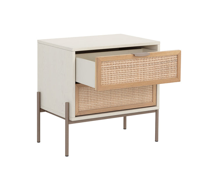 Sunpan Avida Nightstand - Cream / Natural Rattan