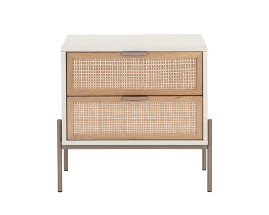 Sunpan Avida Nightstand - Cream / Natural Rattan