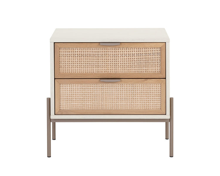 Sunpan Avida Nightstand - Cream / Natural Rattan