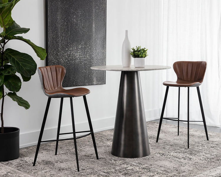 Sunpan Arabella Bar Stool -  Bravo Cognac / November Grey