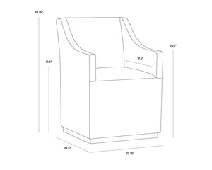 Zane Wheeled Dining Armchair