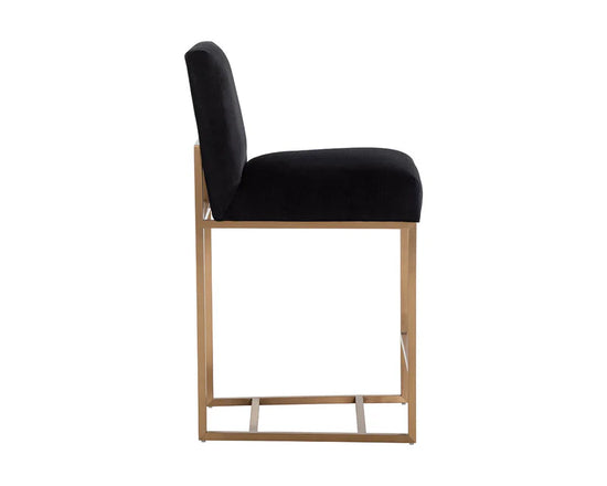 Sunpan Joyce Counter Stool - Brushed Gold - Cube Black