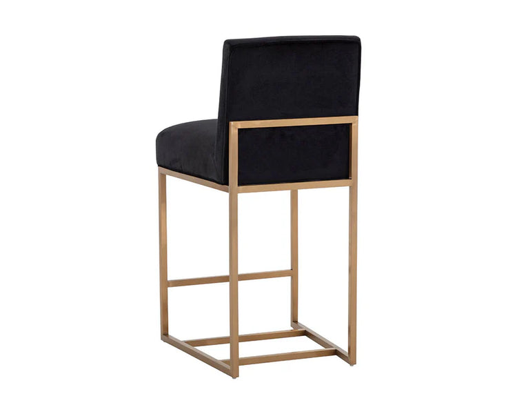 Sunpan Joyce Counter Stool - Brushed Gold - Cube Black