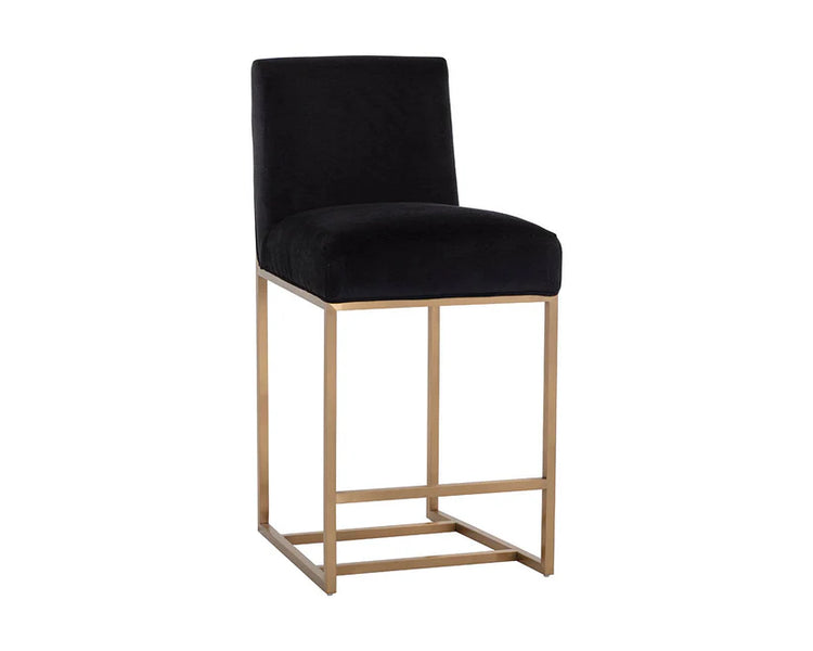 Sunpan Joyce Counter Stool - Brushed Gold - Cube Black