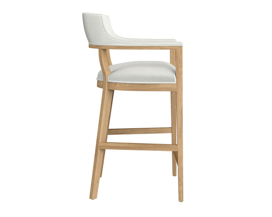 Sunpan Brylea Bar Stool - Natural - Heather Ivory Tweed