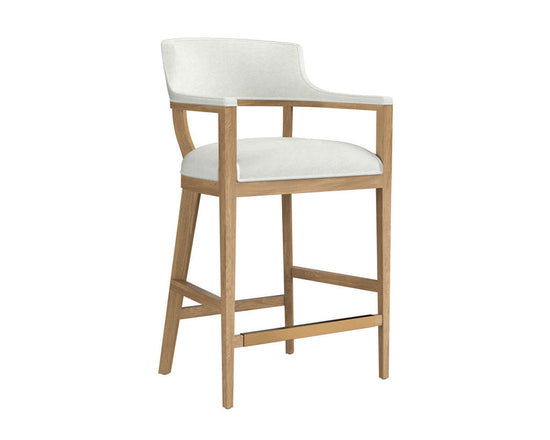 Sunpan Brylea Bar Stool - Natural - Heather Ivory Tweed