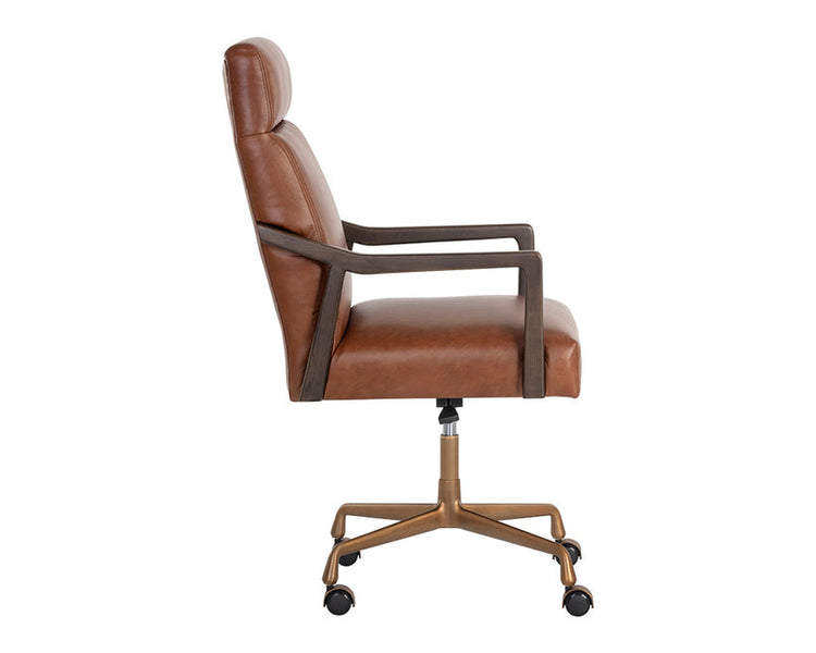 Sunpan Collin Office Chair - Shalimar Tobacco Leather