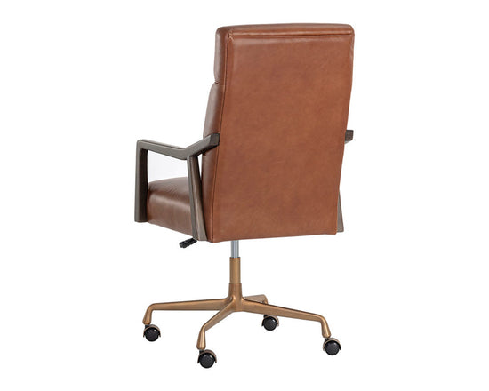 Sunpan Collin Office Chair - Shalimar Tobacco Leather