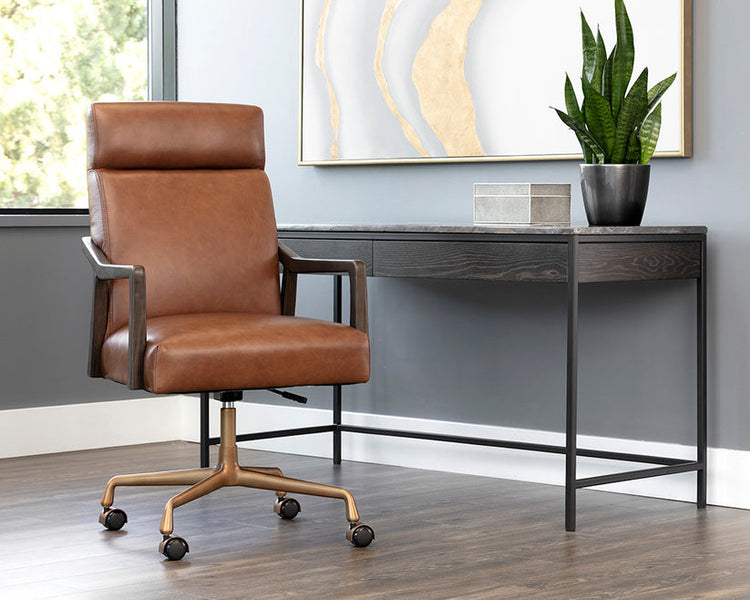 Sunpan Collin Office Chair - Shalimar Tobacco Leather