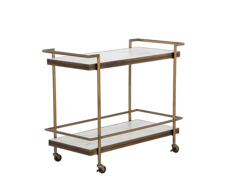 Sunpan Contardi Bar Cart - Rustic Bronze / White