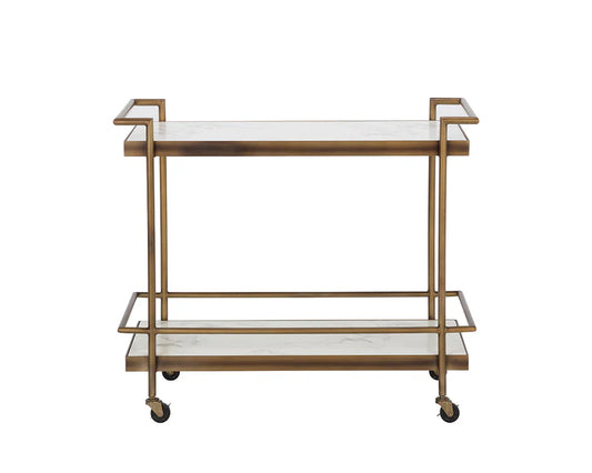 Sunpan Contardi Bar Cart - Rustic Bronze / White