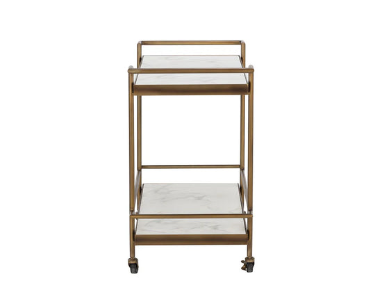 Sunpan Contardi Bar Cart - Rustic Bronze / White