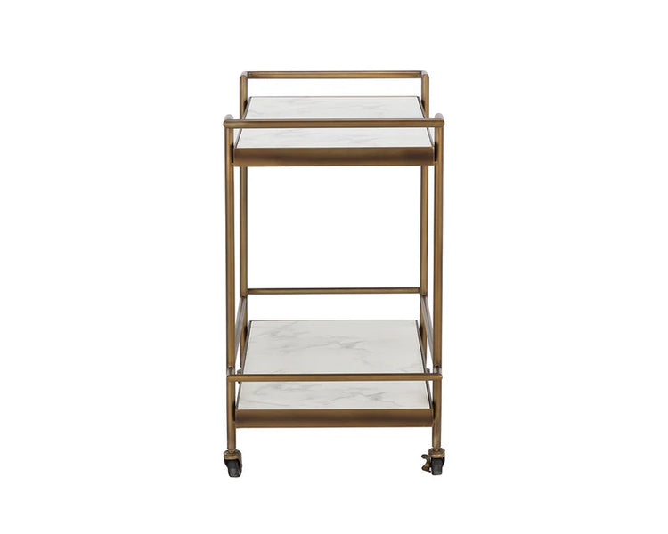 Sunpan Contardi Bar Cart - Rustic Bronze / White