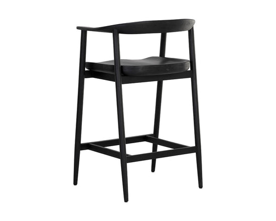 Sunpan Jeremy Counter Stool - Wood Seat - Black 