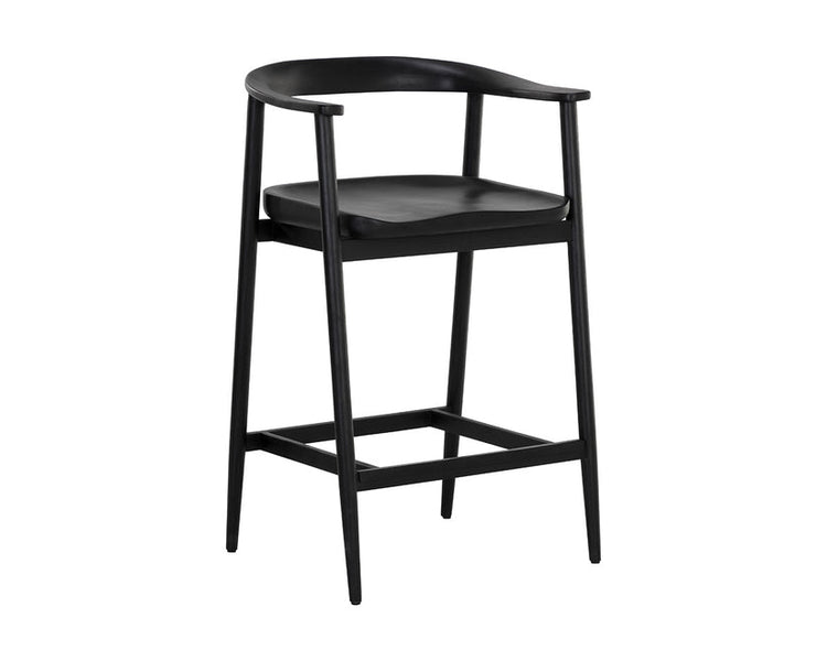 Sunpan Jeremy Counter Stool - Wood Seat - Black 