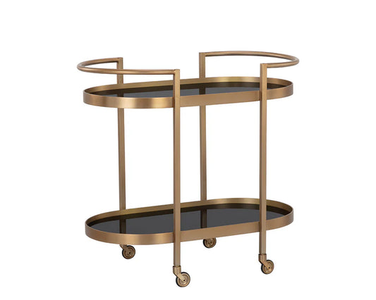 Sunpan Koen Bar Cart - Antique Brass / Black