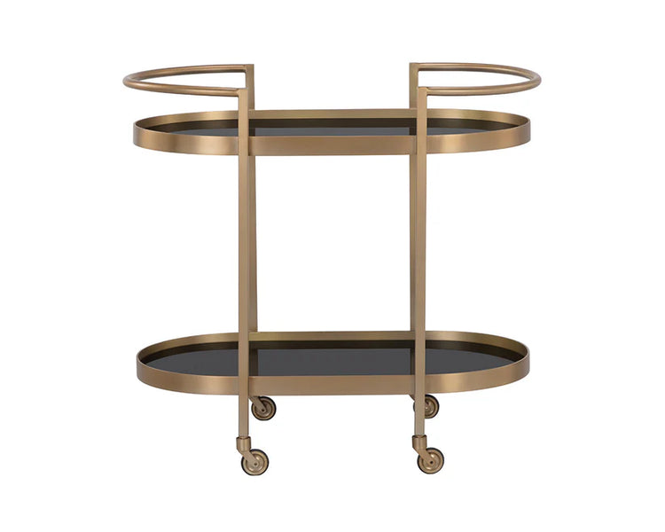 Sunpan Koen Bar Cart - Antique Brass / Black