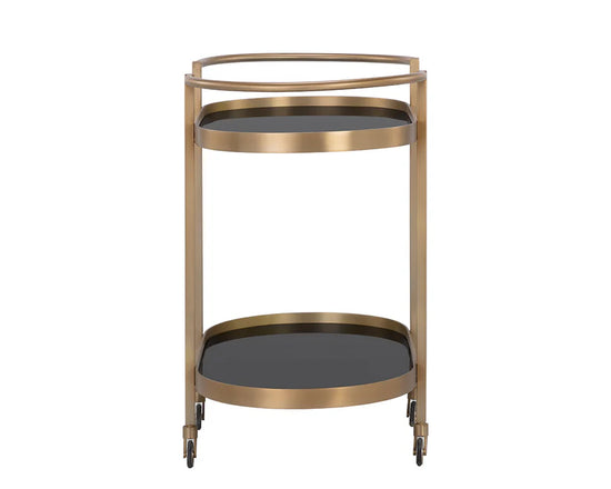 Sunpan Koen Bar Cart - Antique Brass / Black