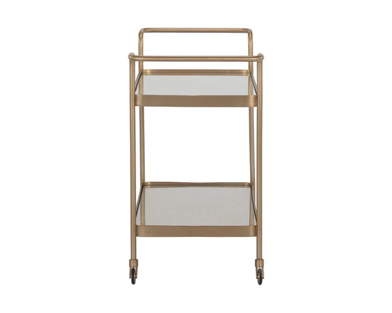 Sunpan Durva Bar Cart - Brass / Natural Rattan