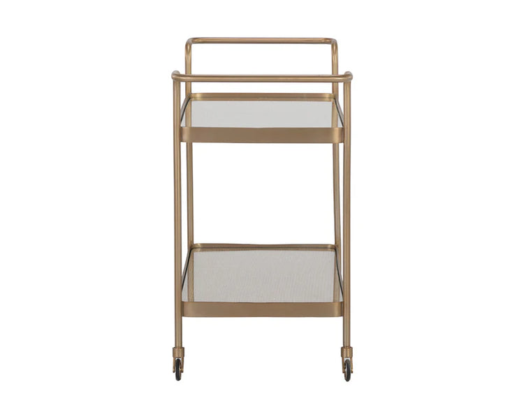 Sunpan Durva Bar Cart - Brass / Natural Rattan