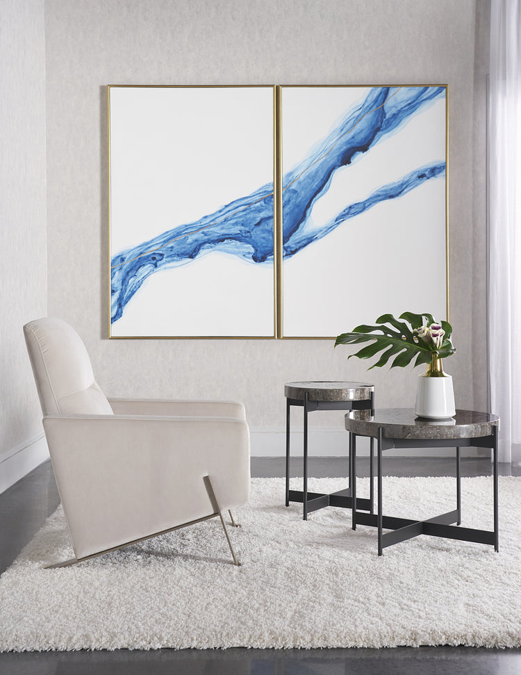 Fluidity (Set Of 2)  40" X 60"  Gold Floater Frame