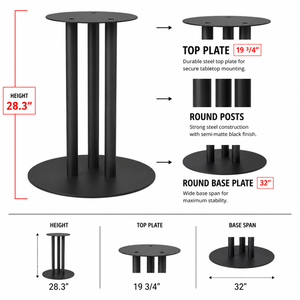 Globe Round 3 Post Table Base - Flat Plate