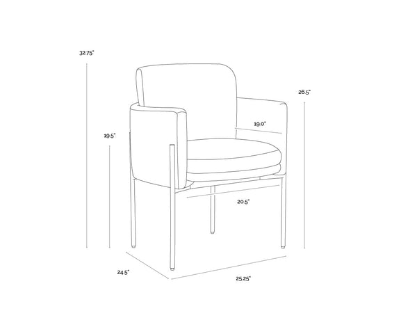 Richie Dining Armchair  Antique Brass