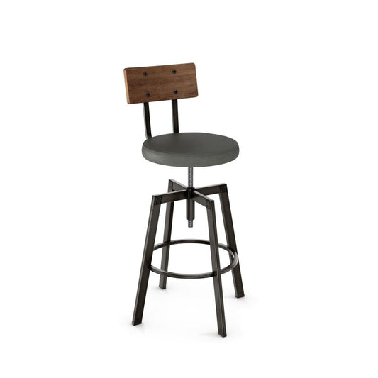 Architect Screw stool - upholstered seat wood backrest