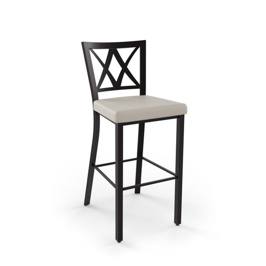 Washington Non Swivel stool Bar height - upholstered seat metal backrest