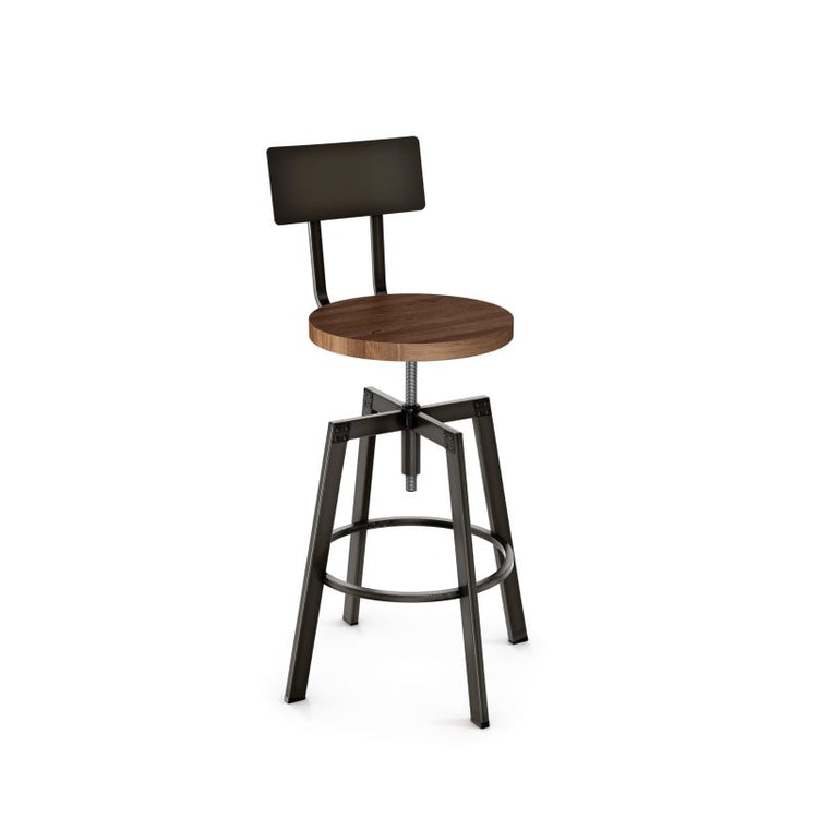 Architect Screw stool - wood seat metal backrest