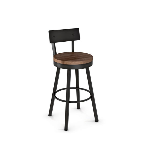 Lauren Swivel stool Bar height - wood seat metal backrest