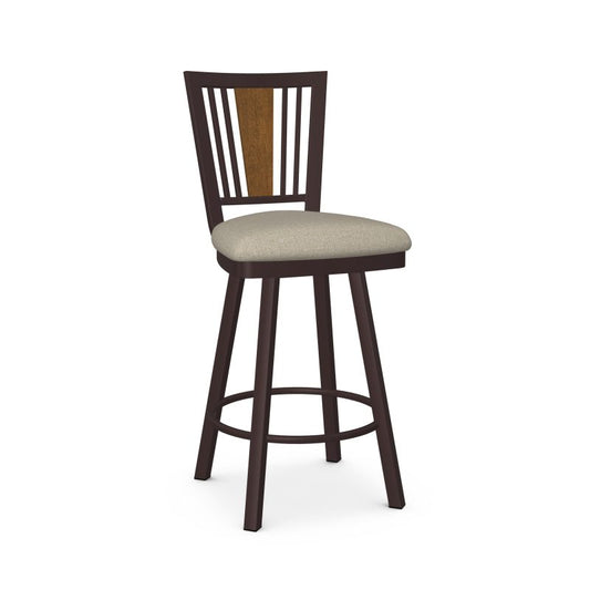 Madison Swivel stool Bar height - upholstered seat wood backrest