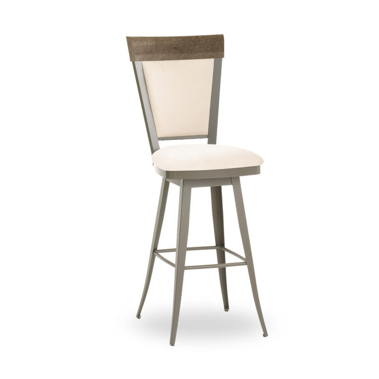 Eleanor Swivel stool Bar height - upholstered seat wood backrest