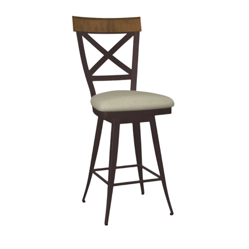 Kyle Swivel stool Bar height - upholstered seat wood backrest