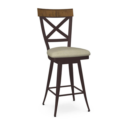 Kyle Swivel stool Bar height - upholstered seat wood backrest