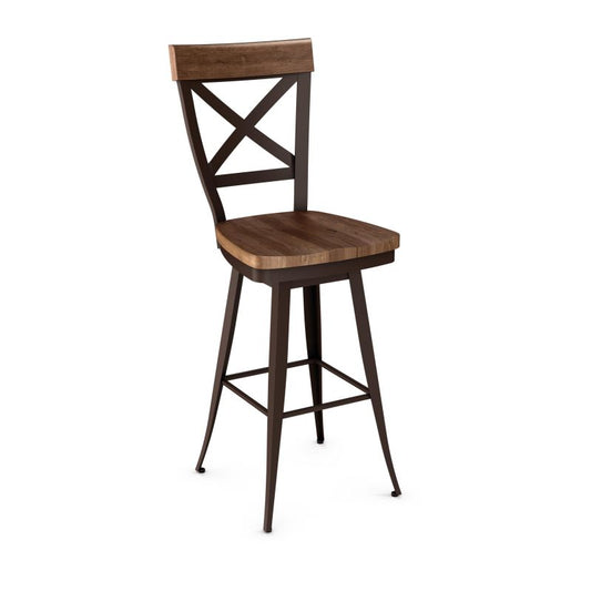 Kyle Swivel stool Bar height - wood seat and backrest