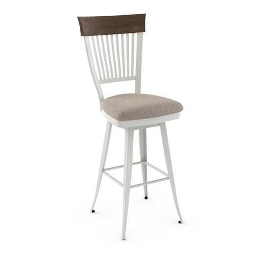 Annabelle Swivel stool Counter height - upholstered seat wood backrest