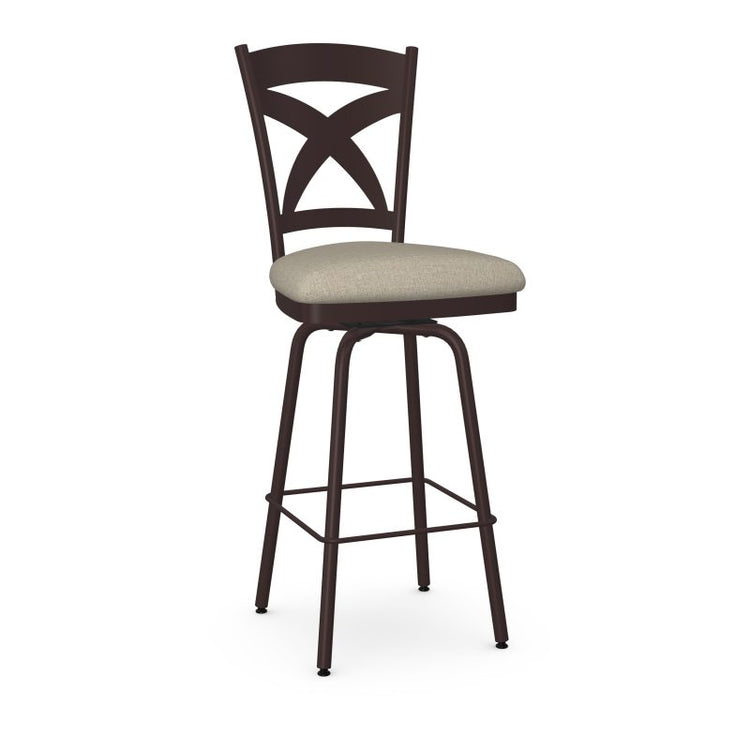 Marcus Swivel stool Bar height - upholstered seat metal backrest