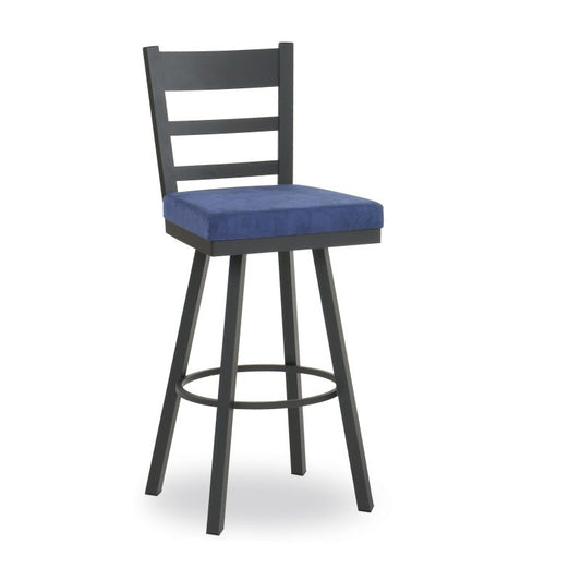 Owen Swivel stool Bar height - upholstered seat metal backrest