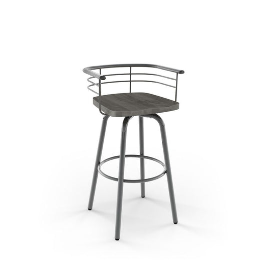 Turbo Swivel stool Bar height - wood seat metal backrest