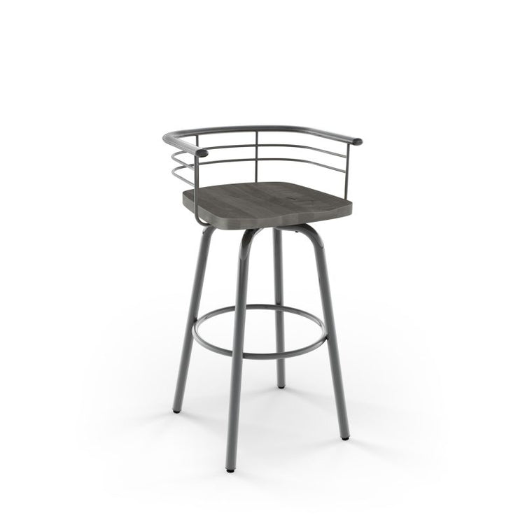 Turbo Swivel stool Bar height - wood seat metal backrest